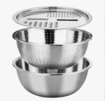 Bol inox, Strecuratoare, Razatoare , Set 3 accesorii