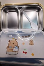 Caserola doua compartimente cu protectie si sigiliu+lingura