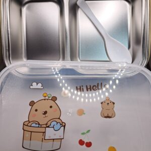 Caserola doua compartimente cu protectie si sigiliu+lingura