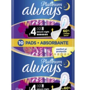 Absorbante Platinum Secure Night, 10 bucati, Always
