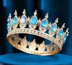 Coronita decorativa, 12 cm, Stras albastru , Metal