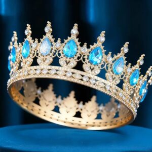 Coronita decorativa, 12 cm, Stras albastru , Metal
