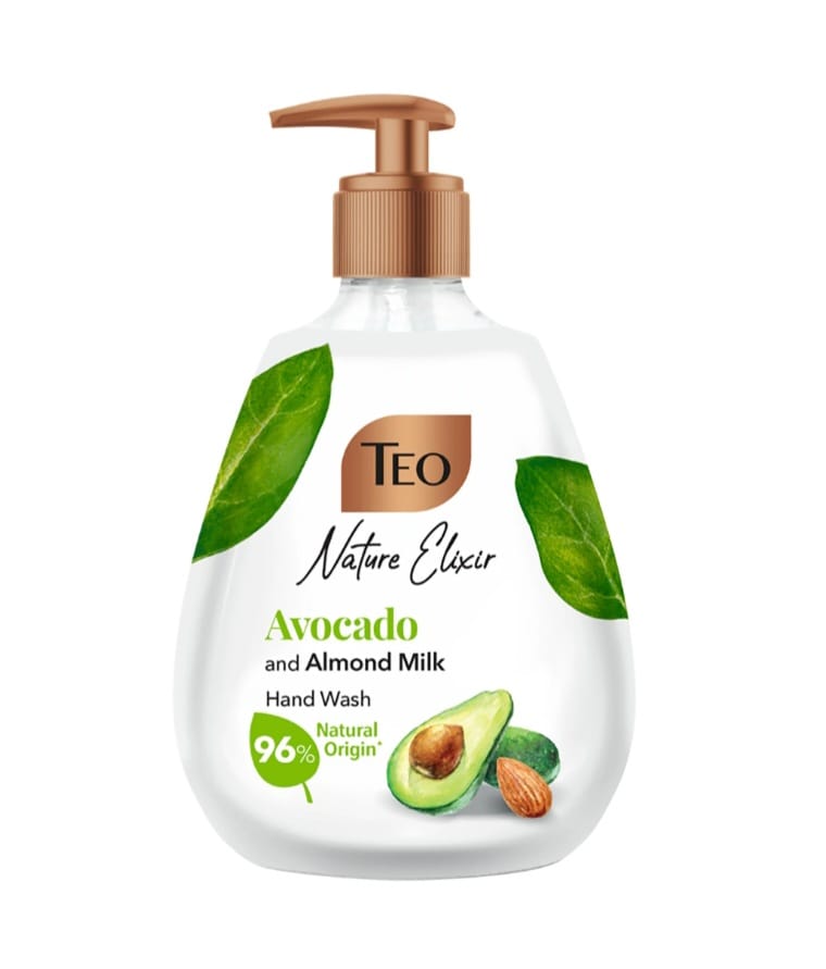 Sapun lichid cu avocado si lapte de migdale, Nature Elixir, 400 ml, Teo