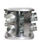 Suport rotativ pentru condimente cu 8 recipiente, organizator inox pentru dulap/masă