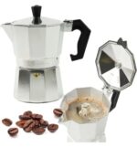 Cafetiera espresso din aluminiu - 150ml, 3 cesti, design elegant argintiu