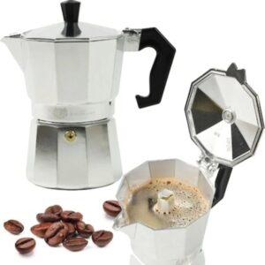 Cafetiera espresso din aluminiu - 150ml, 3 cesti, design elegant argintiu