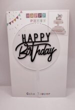 Toper HAPPY Birthday Negru,  fundal transparent.