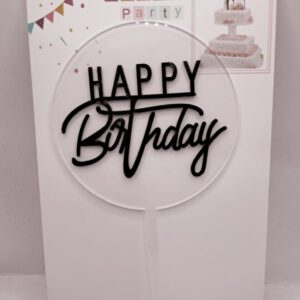 Toper HAPPY Birthday Negru,  fundal transparent.