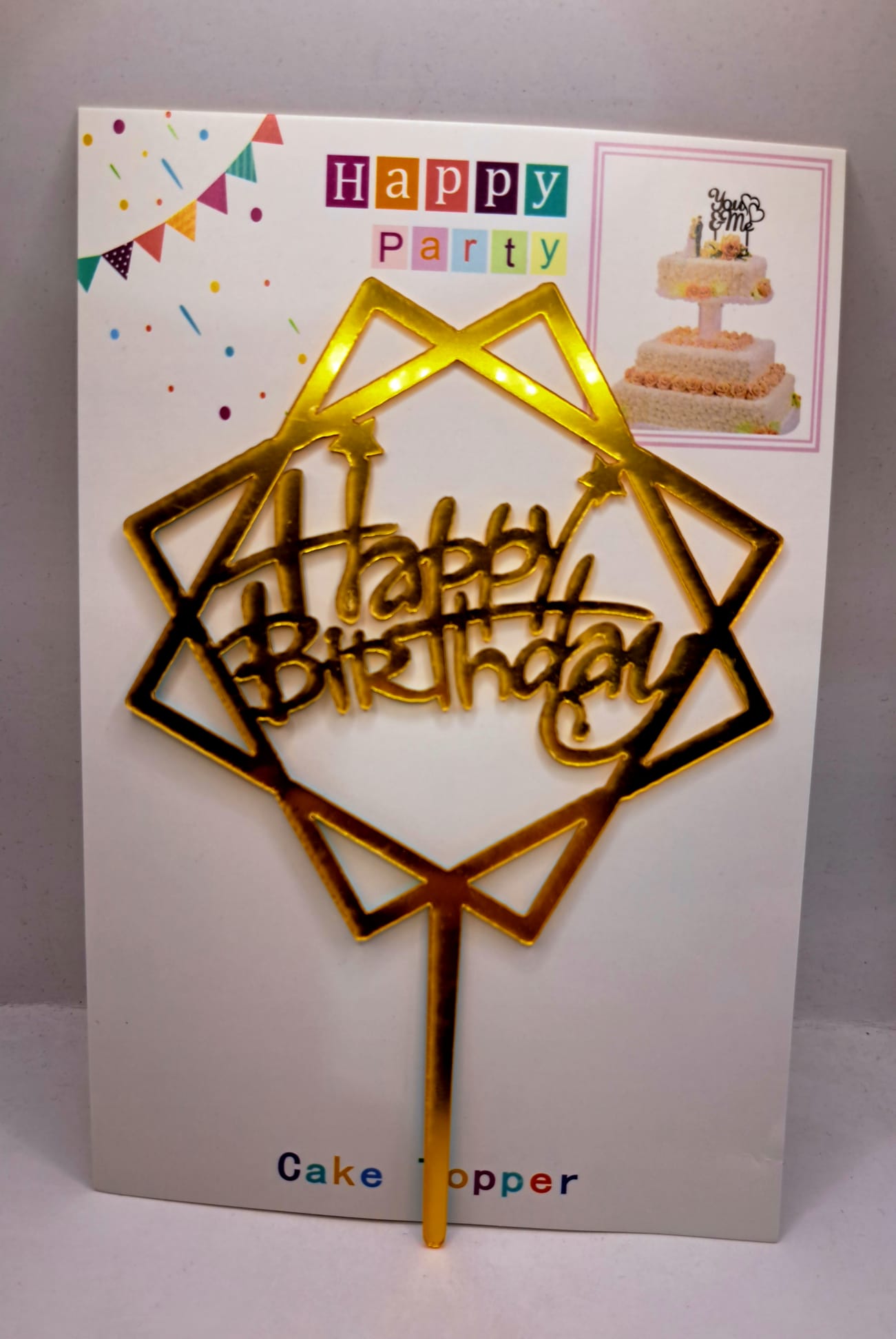Toper Happy Birthday, Auriu , hexagon