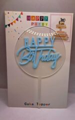 Toper HAPPY BIRTHDAY , albastru, fundal transparent