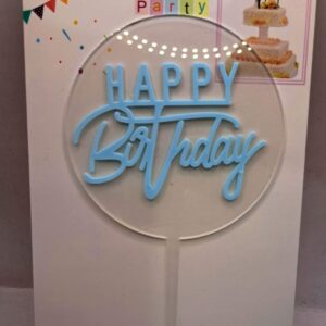 Toper HAPPY BIRTHDAY , albastru, fundal transparent